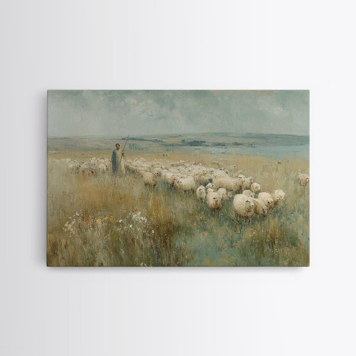 Shepherds Of Peace - Framed Canvas Print - Christian Wall Art - Christian Art Canvas - Pastoral Scenery - Christian Gift - Jesus Painting