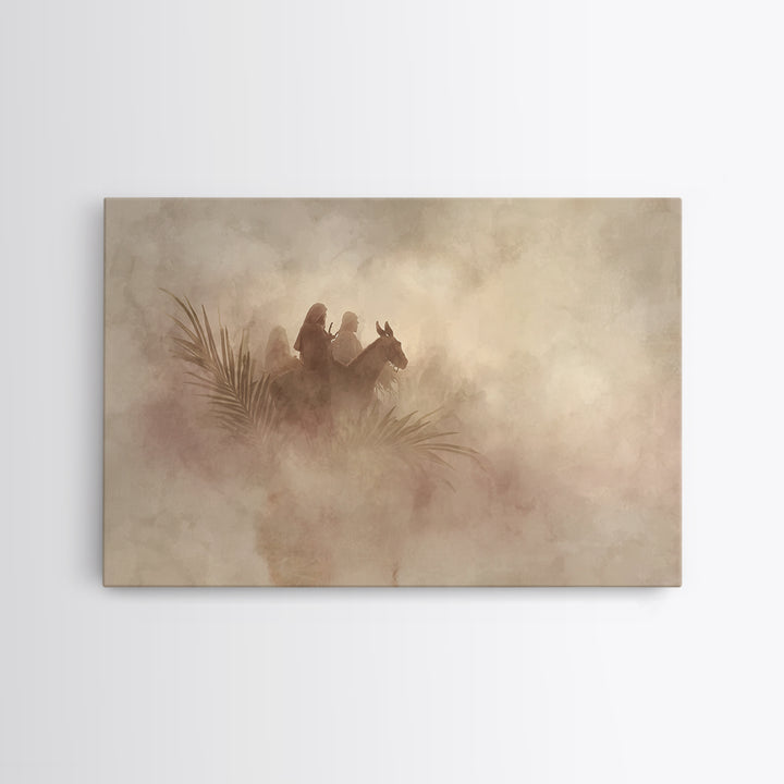 Palm Dawn Reverence - Framed Canvas Print - Christian Art Canvas - Jesus Painting - Christian Wall Art - Christian Christmas Art - Christia