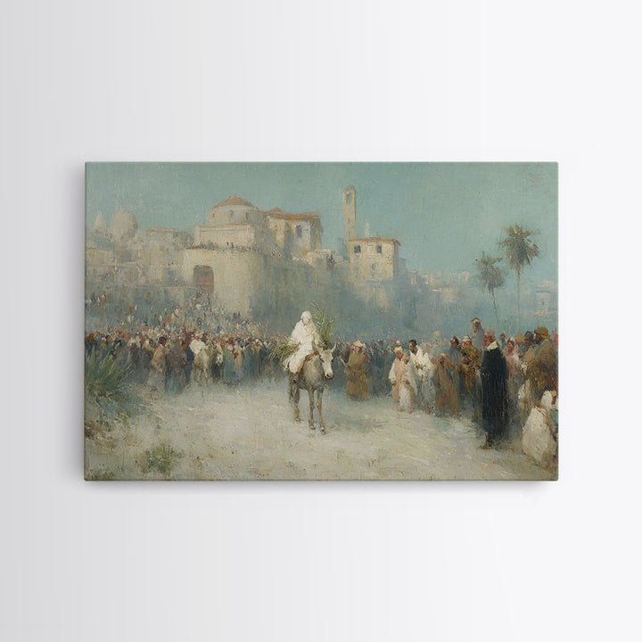Palm Path Journey - Framed Canvas Print - Christian Art Canvas - Christian Christmas Art - Jesus Painting - Christian Wall Art - Christian