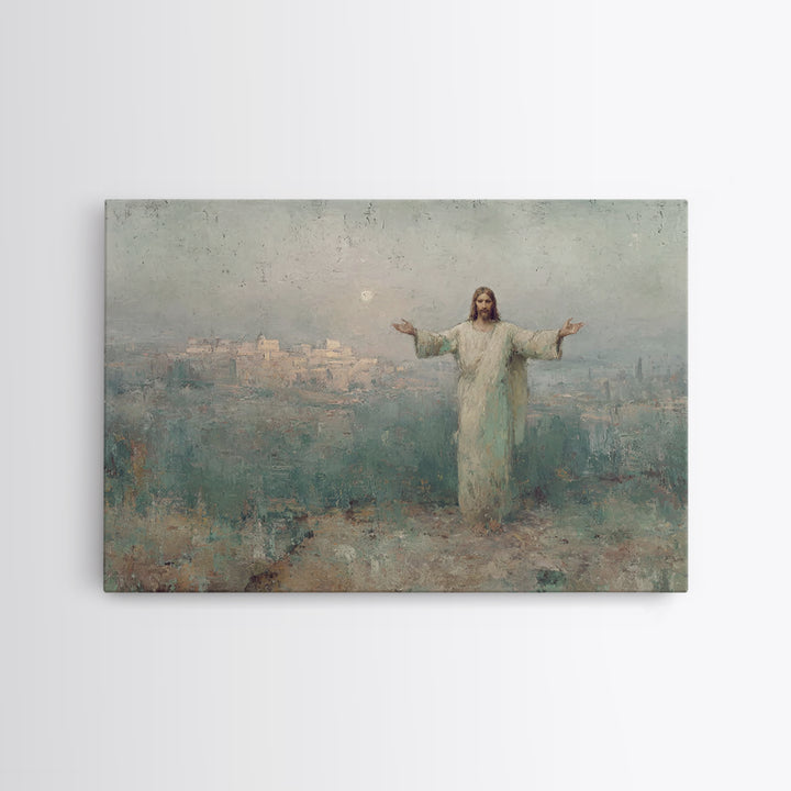 Risen City Blessing – Framed Canvas Print – Christian Wall Art – Jesus Painting – Christian Art Canvas – Vintage Christian Art – Christian