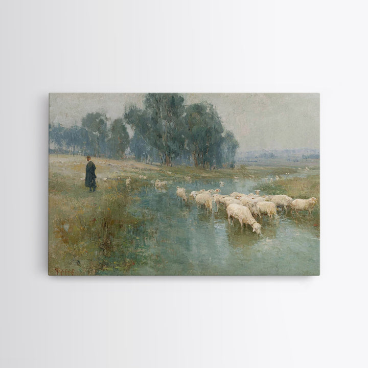 Shepherd’s Quiet Path – Framed Canvas Print – Christian Art Canvas – Pastoral Scenery – Christian Wall Art – Christian Art Print – Christia