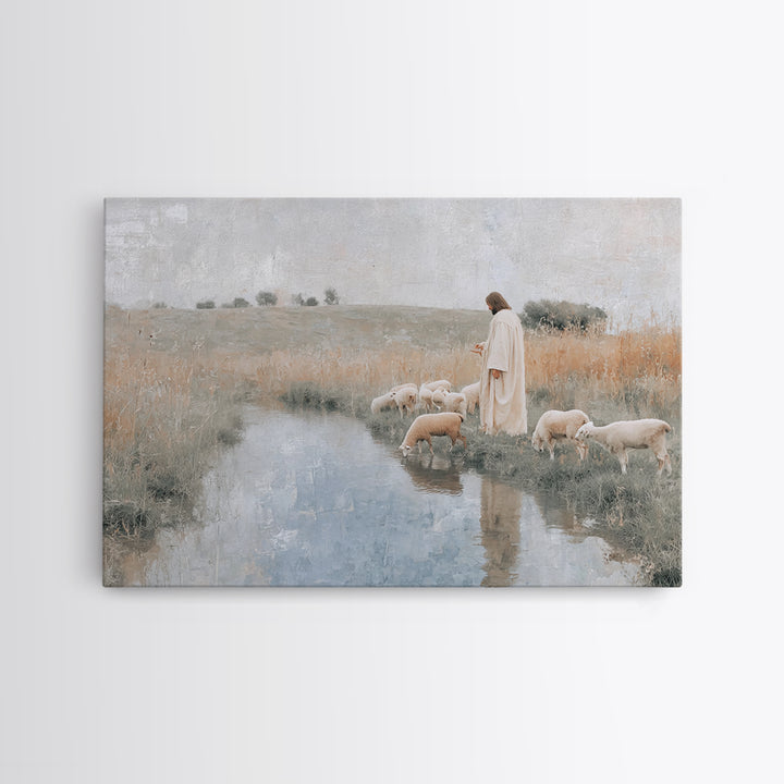 Still Waters Blessing – Framed Canvas Print – Christian Art Canvas – Jesus Painting – Christian Wall Art – Subtle Christian Art – Christian