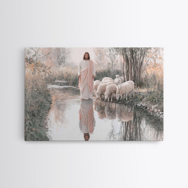 Gentle Shepherd Light – Framed Canvas Print – Jesus Painting – Christian Wall Art – Christian Art Canvas – Christian Christmas Art – Christ