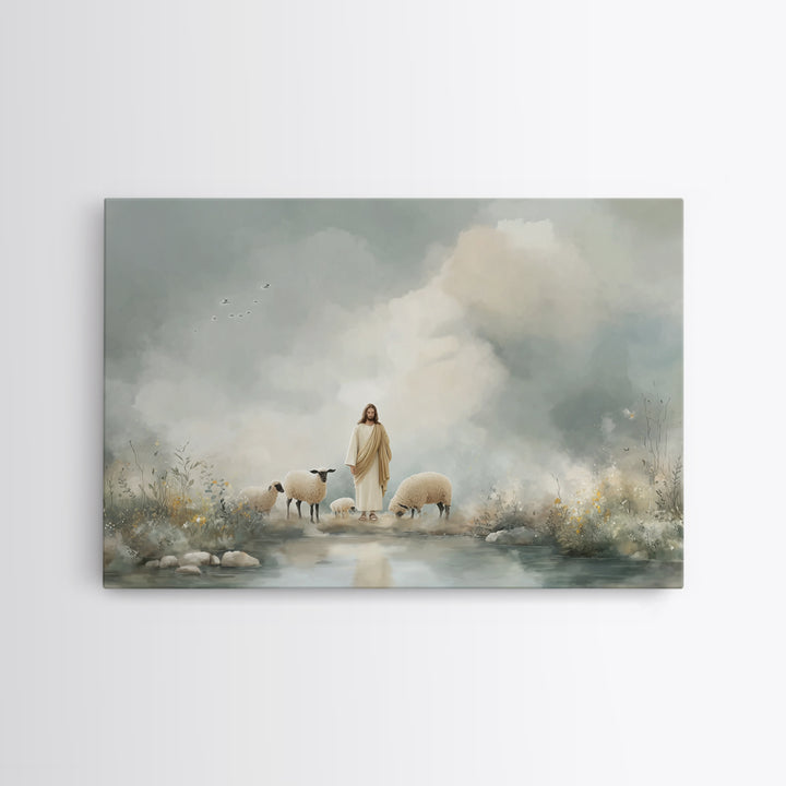 Heavenly Meadow Peace – Framed Canvas Print – Christian Art Canvas – Jesus Painting – Christian Christmas Art – Large Christian Art – Subtl