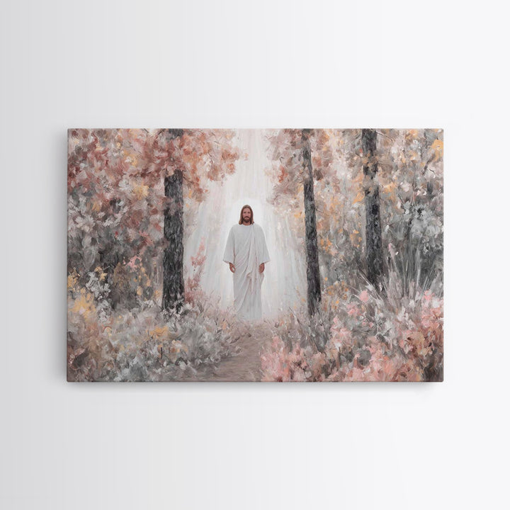 Radiant Forest Grace – Framed Canvas Print – Christian Decor – Christian Wall Art – Jesus Painting – Modern Christian Art – Christmas Art –
