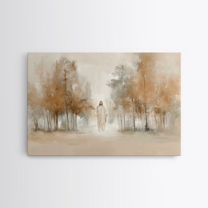 Golden Grove Stillness – Framed Canvas Print – Christian Art Print – Jesus Painting – Christian Wall Art – Christian Christmas Art – Vintag