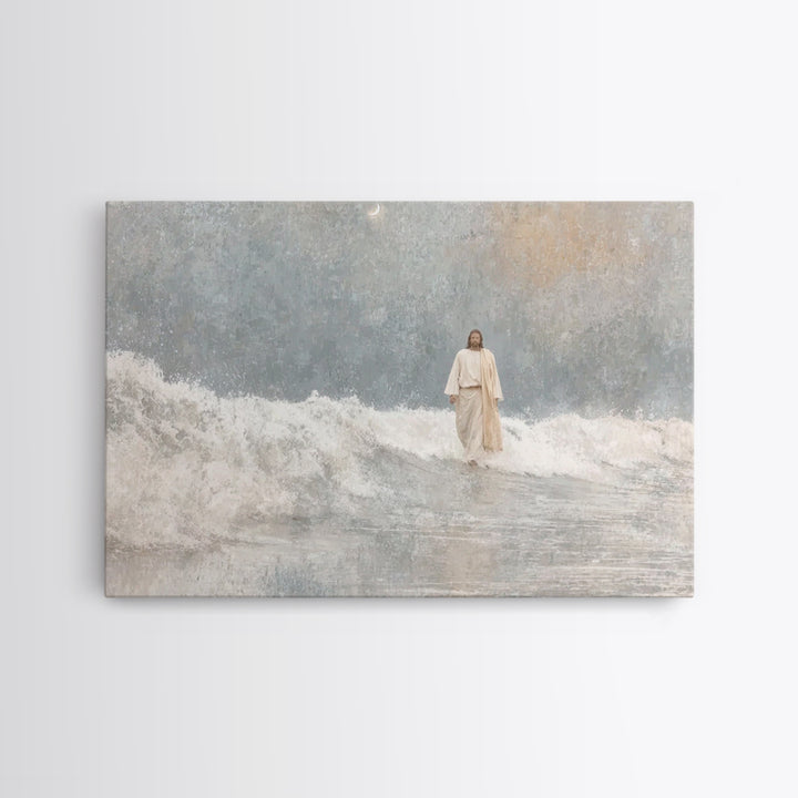 Waves Of Mercy – Framed Canvas Print – Christian Wall Art – Jesus Painting – Christian Art Canvas – Christian Christmas Art