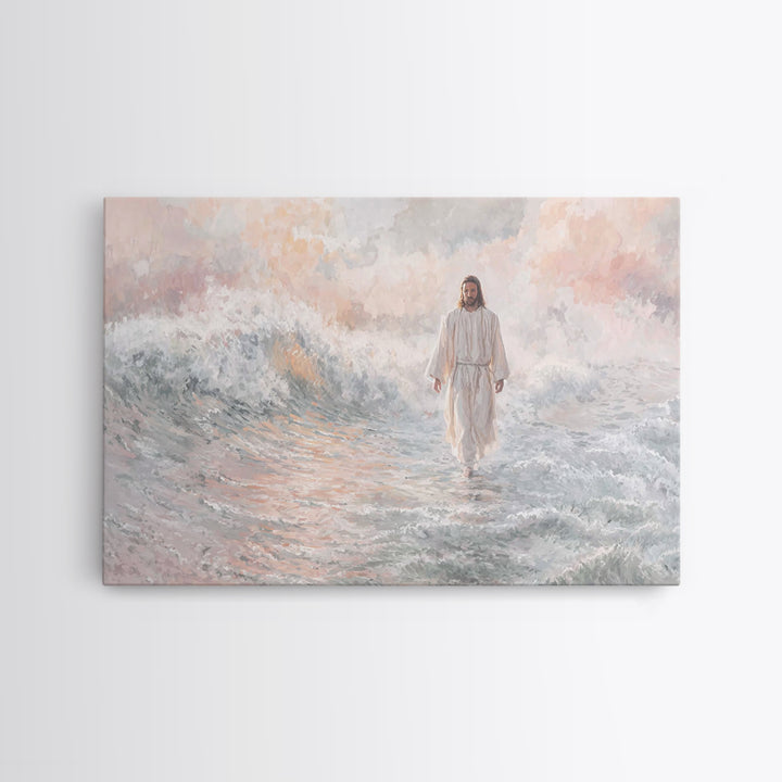 Light Upon Waters, Framed Canvas Print, Christian Art Canvas, Jesus Painting, Christian Wall Art, Modern Christian Art, Christmas Art