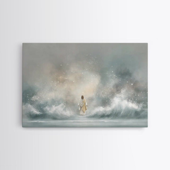 Moonlit Promise – Framed Canvas Print – Christian Art Canvas – Christian Wall Art – Jesus Painting – Large Christian Painting – Christmas A