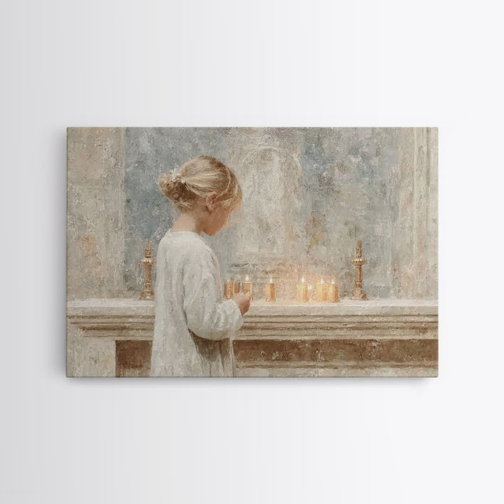 Gentle Altar Glow – Framed Canvas Print – Christian Wall Art – Subtle Christian Art – Christian Art Canvas – Christian Gift