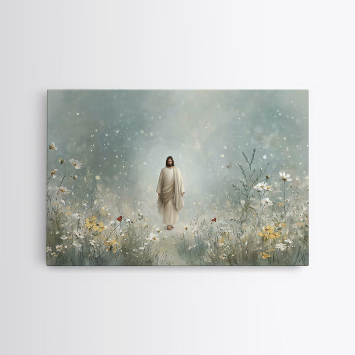 Heavenly Walk, Framed Canvas Print, Christian Wall Art, Christian Art Canvas, Jesus Painting, Modern Christian Art, Christian Christmas Art