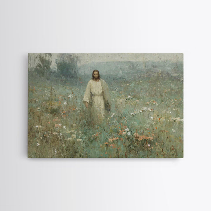 Silent Meadow – Framed Canvas Print – Christian Wall Art – Christian Art Canvas – Jesus Painting – Moody Christian Art – Christmas Art Prin