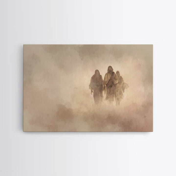 Pilgrim Companions – Framed Canvas Print – Christian Wall Art – Jesus Painting – Christian Art Canvas – Abstract Christian Art – Christian