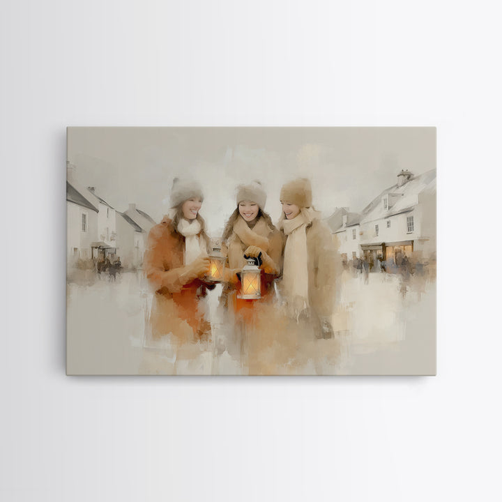 Winter Lantern Light | Framed Canvas Print | Christmas Art Prints | Christian Christmas Art | Christmas Wall Art | Christmas Art Canvas | H