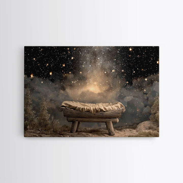 Manger Glory, Framed Canvas Print, Christian Christmas Art, Nativity Art, Christian Wall Art, Christmas Art Prints, Christian Art Canvas