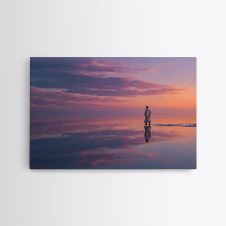 Twilight Walk of Peace – Framed Canvas Print – Christian Wall Art – Jesus Painting – Christian Art Canvas – Modern Christian Art – Christia