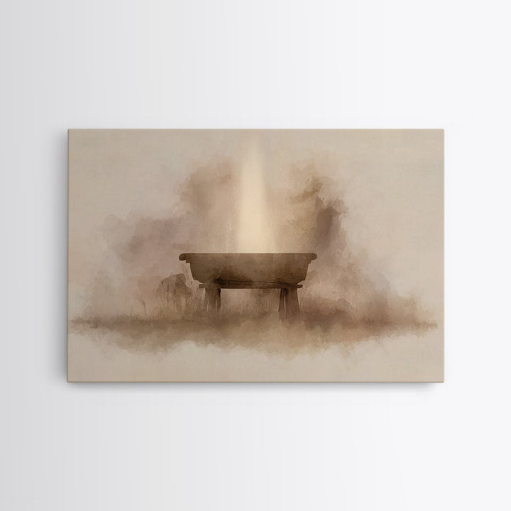 Manger Light – Framed Canvas Print – Christian Wall Art – Christian Art Canvas – Christmas Art – Christian Christmas Art – Christian Decor