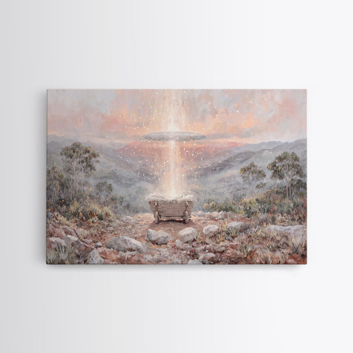 Heavenly Arrival – Framed Canvas Print – Christmas Art – Christian Wall Art – Christian Art Canvas – Christian Decor – Christian Christmas