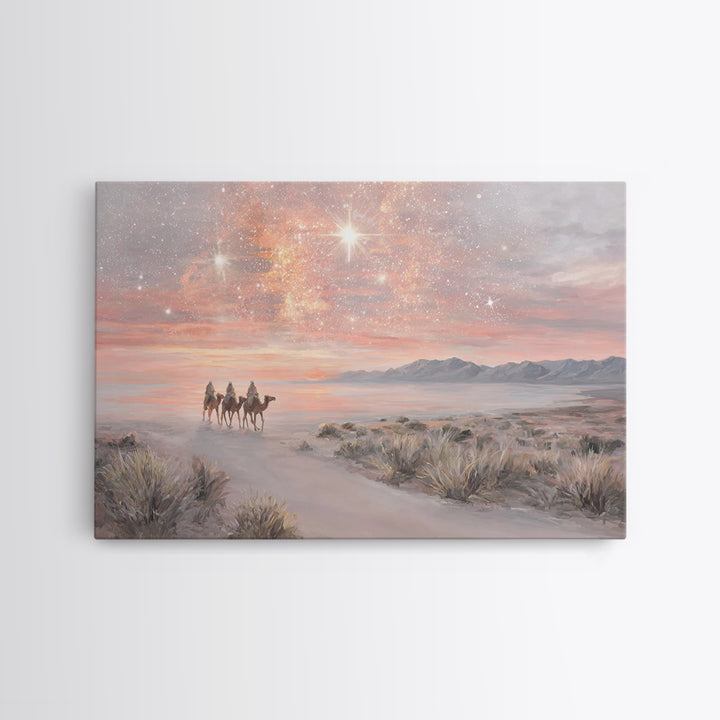 Desert Star Journey – Framed Canvas Print – Christian Christmas Art – Christian Wall Art – Christmas Art – Christian Art Canvas – Christian