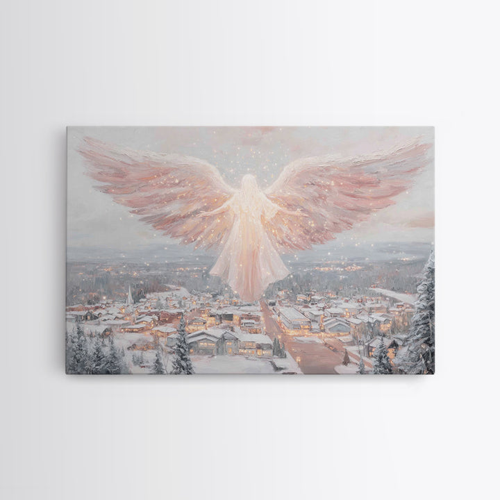 Angel Of Winter Grace – Framed Canvas Print – Christian Wall Art – Christian Art Canvas – Christmas Art – Christian Christmas Decor