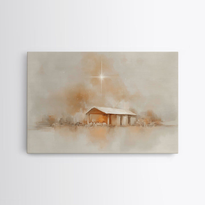Quiet Manger Glow – Framed Canvas Print – Christian Wall Art – Christian Christmas Art – Christian Art Canvas – Christmas Art – Christian D