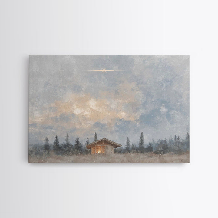 Evergreen Nativity – Framed Canvas Print – Christian Christmas Art – Christian Decor – Christian Wall Art – Christian Art Canvas – Christma