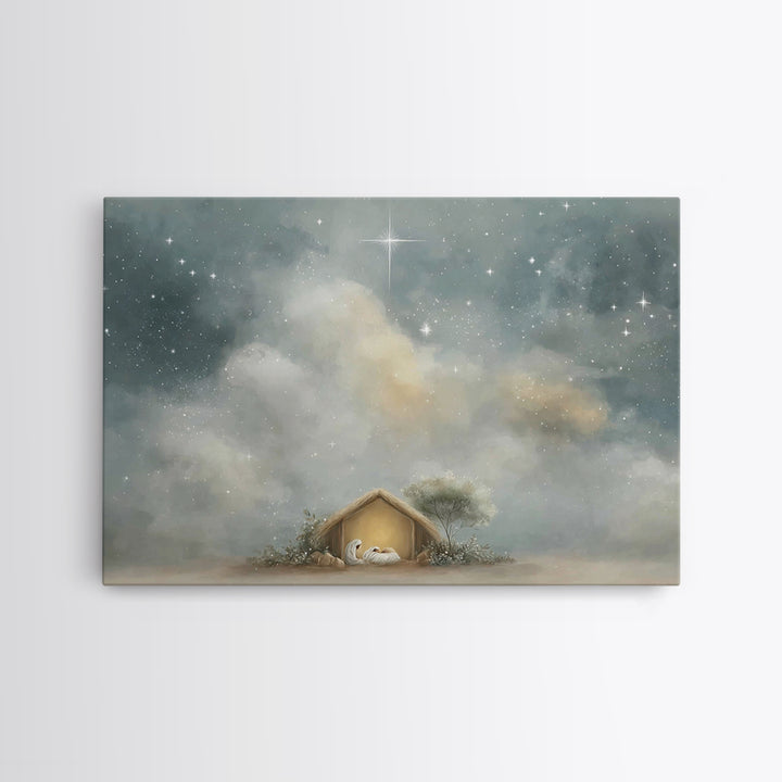 Nativity Peace – Framed Canvas Print – Christian Art Canvas – Christian Christmas Art – Christian Wall Art – Christmas Art – Christian Deco