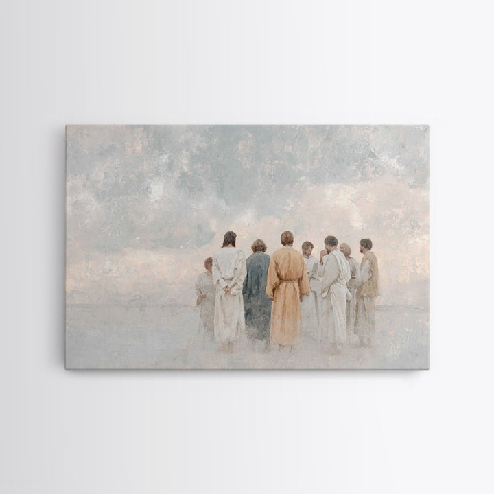 Celestial Gathering – Framed Canvas Print – Christian Wall Art – Jesus Painting – Christian Art Canvas – Christmas Art