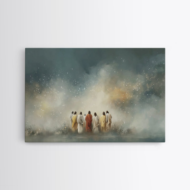 Heavenly Dawn Circle | Framed Canvas Print | Christian Art Canvas | Jesus Painting | Christian Wall Art | Christmas Art