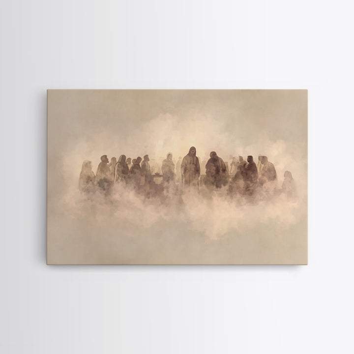 Cloudlit Assembly – Framed Canvas Print – Jesus Painting – Christian Art Canvas – Christian Wall Art – Christian Gift