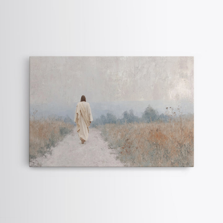 Quiet Path Light | Framed Canvas Print | Christian Art Canvas | Jesus Painting | Christian Wall Art | Minimalist Christian Art