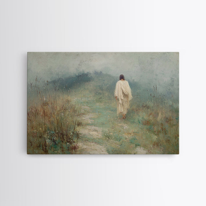 Misty Road Grace – Framed Canvas Print – Christian Art Canvas – Christian Wall Art – Jesus Painting – Moody Christian Art
