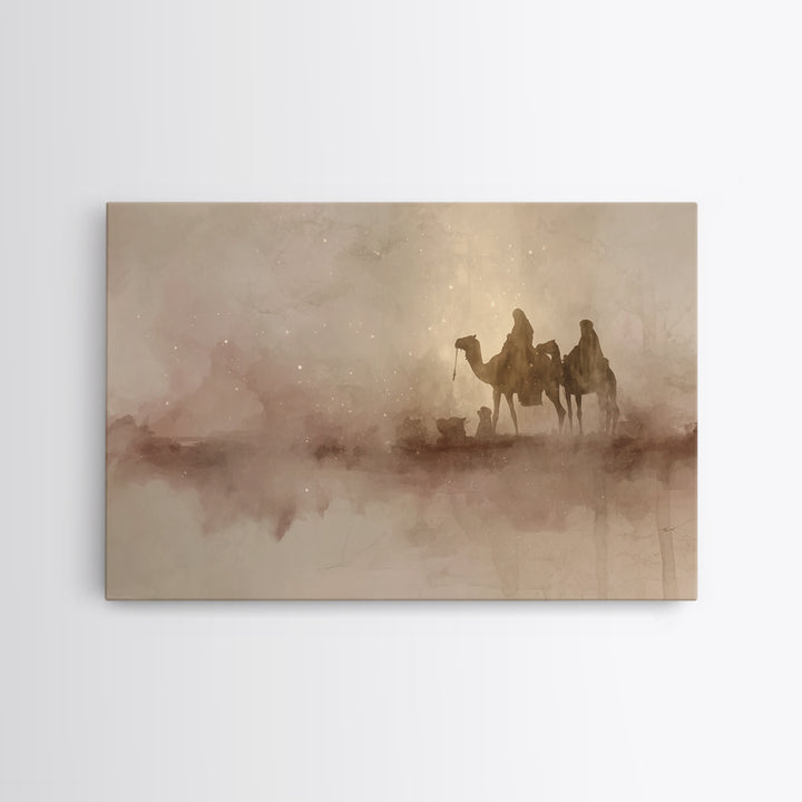 Starry Caravan Path | Framed Canvas Print | Christmas Art | Christian Christmas Art | Christmas Wall Art | Christian Art Canvas