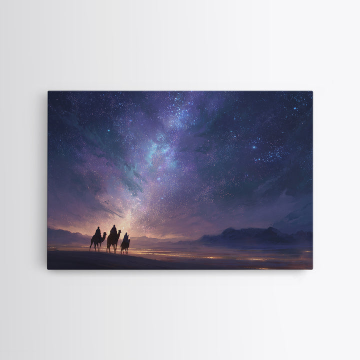 Night Journey – Framed Canvas Print – Christmas Art – Christian Wall Art – Christian Art Canvas – Jesus Painting – Christian Christmas Art