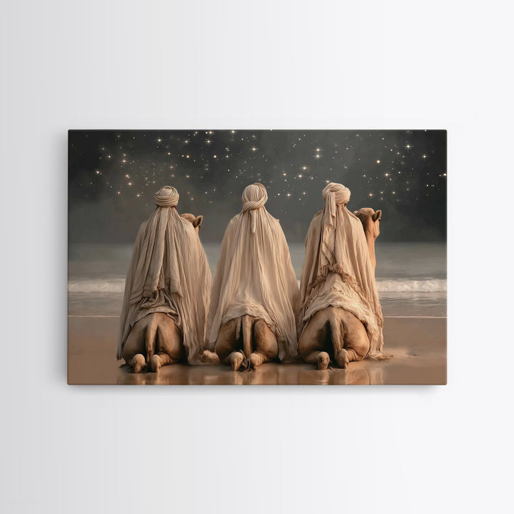 Starry Adoration – Framed Canvas Print – Christian Art Canvas – Christian Wall Art – Christian Christmas Art – Christmas Art – Jesus Painti