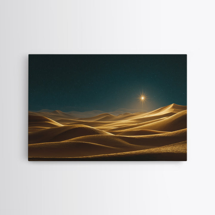 Golden Star – Framed Canvas Print – Christian Christmas Art – Christian Wall Art – Christian Art Canvas – Christmas Art – Jesus Painting