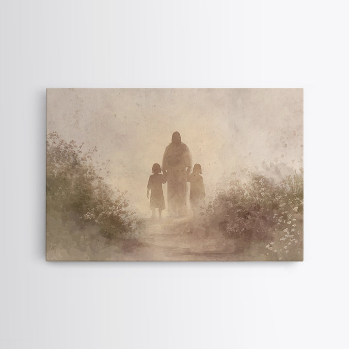 Soft Morning Walk – Framed Canvas Print – Jesus Painting – Christian Art Canvas – Christian Wall Art – Christian Gift Ideas – Christian Art