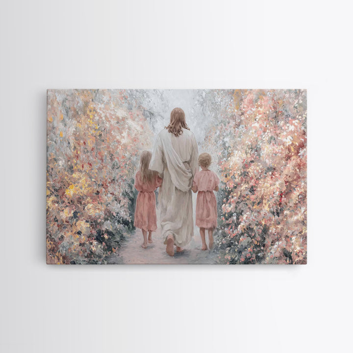 Gentle Shepherd Walk - Framed Canvas Print - Christian Art Canvas - Christian Painting - Jesus Art Print - Christian Home Decor