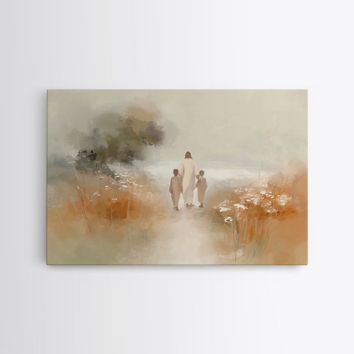 Radiant Garden Peace, Framed Canvas Print, Christian Wall Art, Jesus Painting, Christian Art Print, Christian Christmas Art
