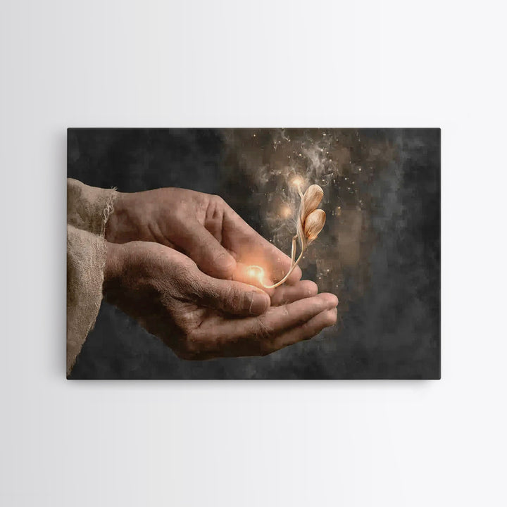 Hands Of Grace - Framed Canvas Print - Christian Art Canvas - Christian Gift - Christian Wall Art - Jesus Painting