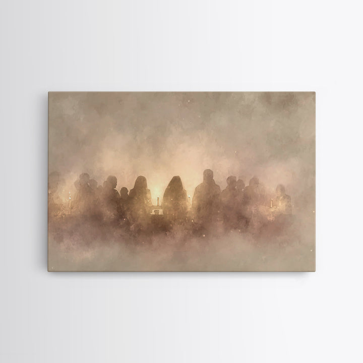 Candlelit Fellowship – Framed Canvas Print – Christian Wall Art – Moody Christian Art – Christian Art Canvas – Christian Gift Ideas