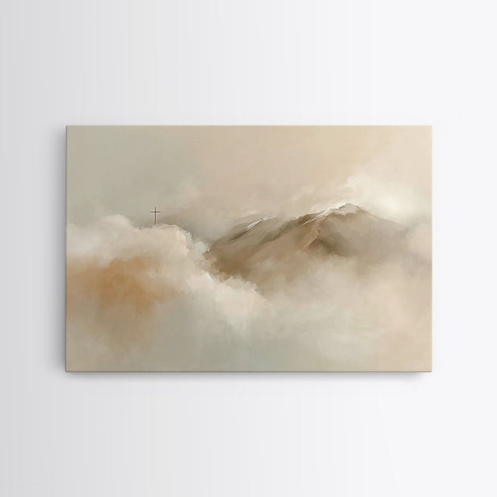 Peaceful Heights – Framed Canvas Print – Minimalist Christian Art – Christian Art Print – Subtle Christian Paintings – Christian Wall Art –