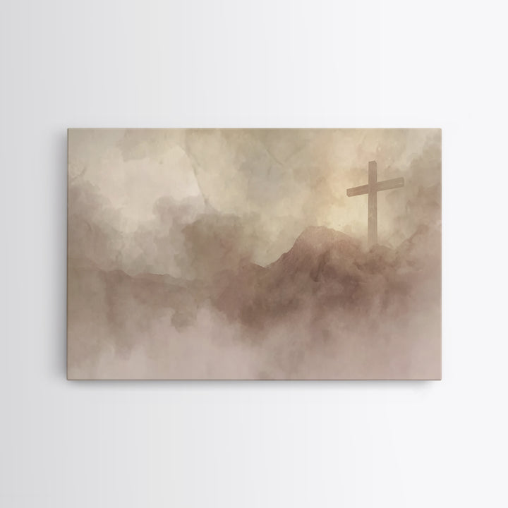 Heavenly Cross, Framed Canvas Print, Christian Wall Art, Modern Christian Art, White Christmas Art, Christian Christmas Art, Christian Deco