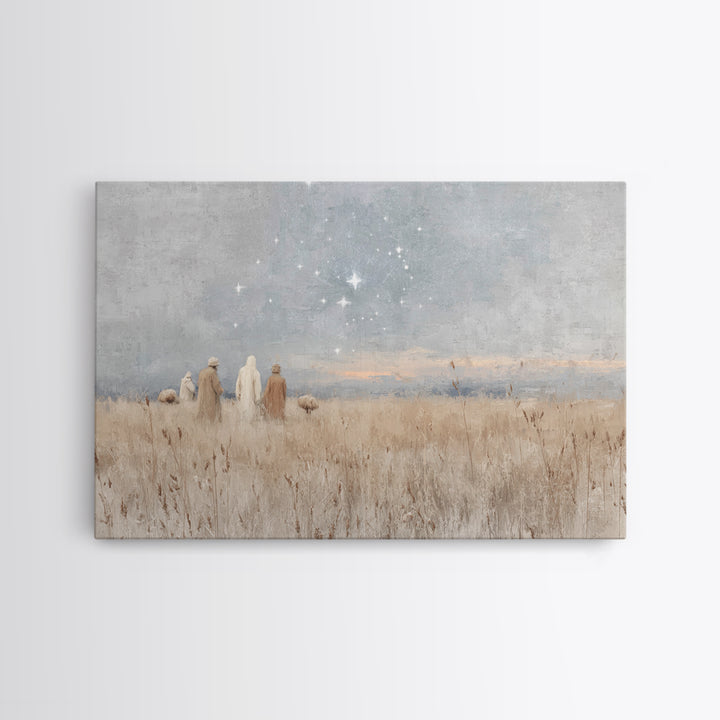 Starry Fields – Framed Canvas Print – Christian Christmas Art – Subtle Christian Art – Christian Art Prints – Pastoral Scenery – Christian