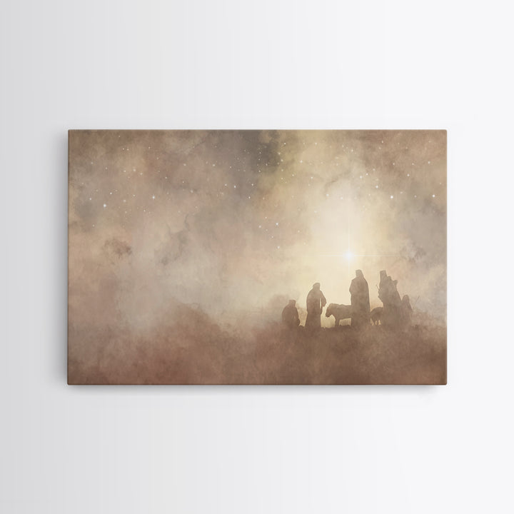 Shepherds Of Light – Framed Canvas Print – Christian Art – Christian Wall Art – Christmas Art – Jesus Christmas Art – Christian Art Canvas
