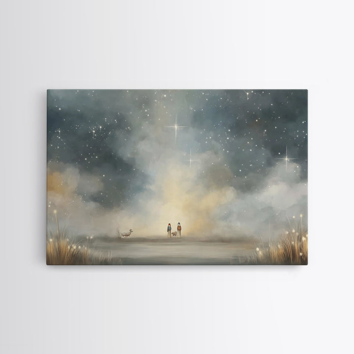 Night Of Promise – Framed Canvas Print – Christmas Wall Art – Christian Art Canvas – Christian Art – Jesus Painting – Christian Christmas A