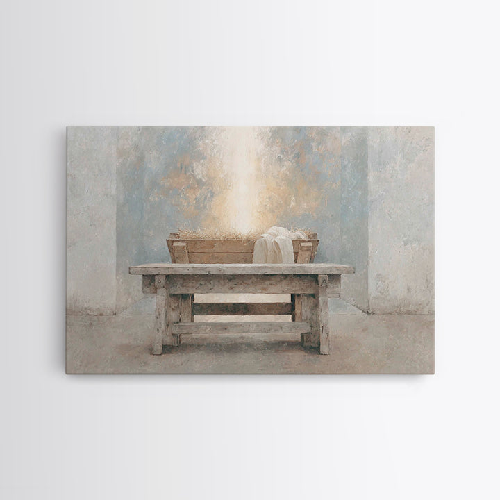 Cradle Of Heaven – Framed Canvas Print – Christian Art Canvas – Christian Wall Art – Christmas Art – Christian Christmas Art – Jesus Painti