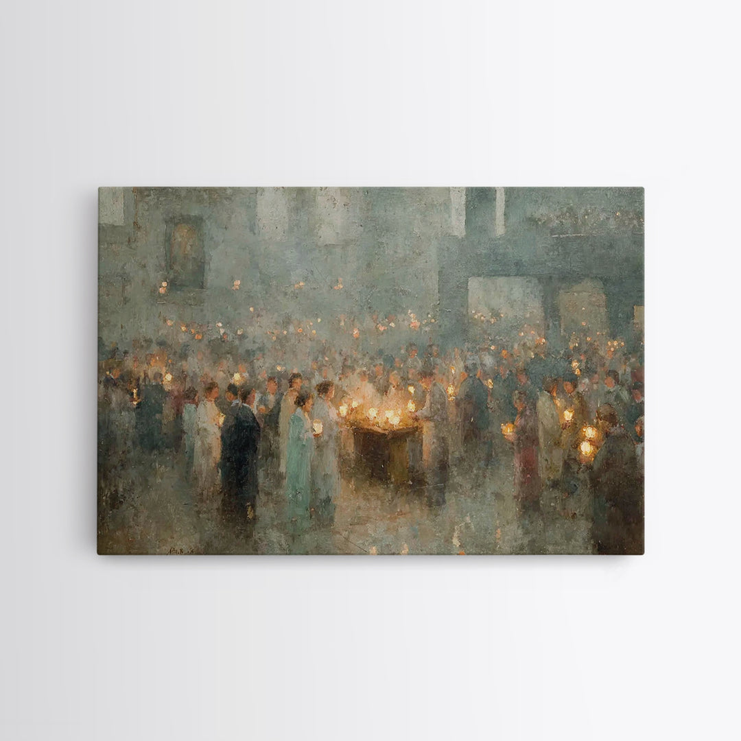 Sanctuary Gathering – Framed Canvas Print – Christian Art Canvas – Christian Wall Art – Vintage Christian Art – Christian Gift