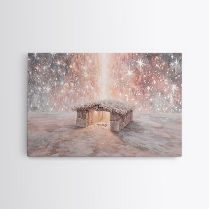 Glory In The Stable – Framed Canvas Print – Christian Christmas Art – Christian Wall Art – Christian Art Canvas – Christmas Art – Christian