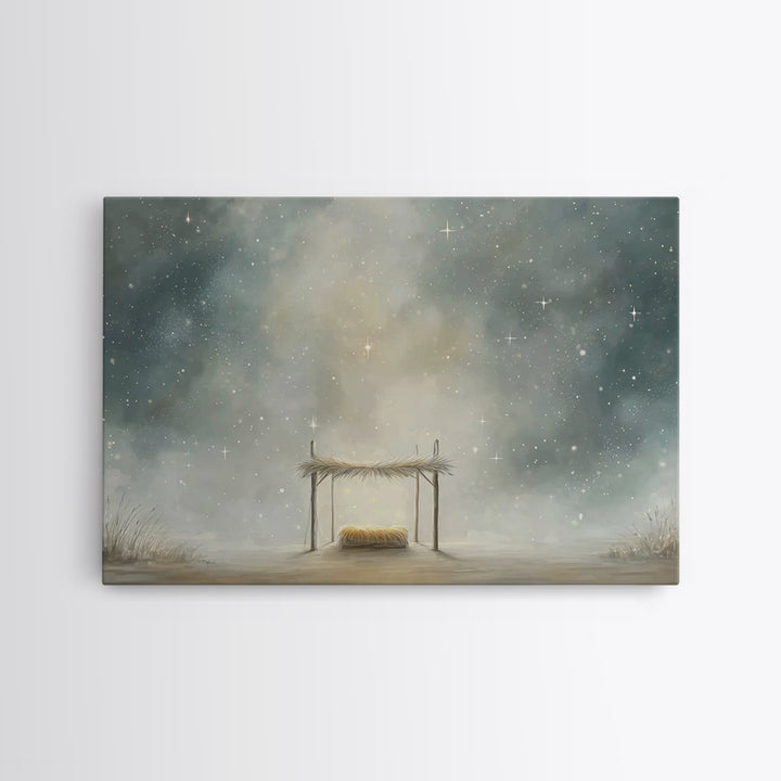 Heavenly Cradle – Framed Canvas Print – Christian Wall Art – Christian Art Canvas – Christmas Art – Christian Christmas Decor – Christian A